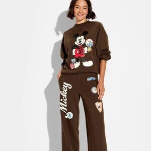 Brown Mickey Mouse Sweatshirt and Pants Set